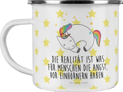 Produktbild von Mr. & Mrs. Panda Kaffeepott Einhorn Nacht - Weiß - Geschenk, Einhörner, Tasse Emaille, Unicorn, Teebecher, Pott, Becher, Traum, Teetasse, Träume