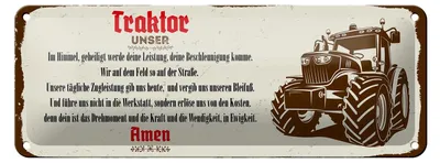 Produktbild von Blechschild Spruch 27x10cm Traktor unser Amen Dekoration