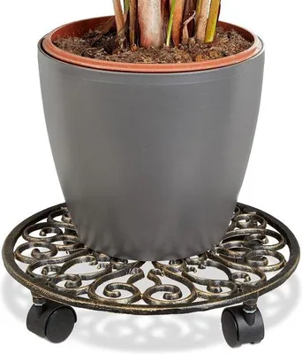 Produktbild von Pflanzenuntersetzer Gusseisen stabil wetterfest Ø 30 cm bronze - rund