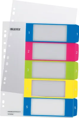 Produktbild von LEITZ Kunststoff Register WOW Zahlen A4 Überbreite 1-5