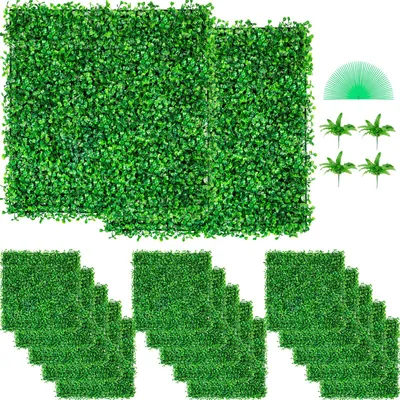 Produktbild von Künstliche Pflanzenwand 48 Stk. 10 x 10 Zoll, Sichtschutz Hecke Künstlich Grün, Künstliche Buchsbaumplatte PE, Sichtschutz Kunstpflanzen 25 x 25 cm Sichtschutzhecke Wanddekoration Pflanzenwand