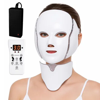 Produktbild von LED Gesichtsmaske mit 7 Farben, Lichtpflege Maske für Gesicht & Hals, Beauty Gerät mit Timer und Fernbedienung