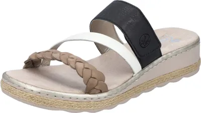 Produktbild von Rieker Damen Pantolette Klettverschluss Keilabsatz 61758, Größe:42 EU, Farbe:Beige