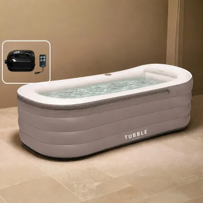 Zdjęcie produktu dla Tubble® Cuzi Nadmuchiwane Jacuzzi Ambient Taupe 255L – Składana wanna spa dla dorosłych, Indoor & Outdoor, masaż bąbelkowy, Obraz wygenerowany przez AI
