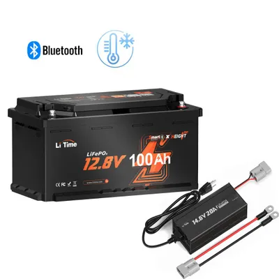 Image de Batterie LiTime 12 V 100 Ah H190 LiFePO4 avec chargeur 14,6 V 20 A