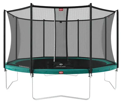 Produktbild von BERG Trampolin Favorit Regular 380 + Sicherheitsnetz Comfort Stahlrahmen Grün