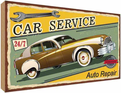 Produktbild von vianmo Holzschild 30x40 cm Car Service 24/7 Auto repair Garage Werkstatt
