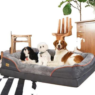 Immagine prodotto di Lettino per cani, sfoderabile e lavabile, supporto ortopedico in schiuma, grigio scuro, L