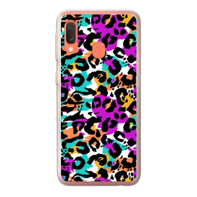 Produktbild von MuchoWow® Handyhülle Schutzhülle Hülle für Samsung Galaxy A20e Pantherdruck - Regenbogen - Weiß Silikon Softcase Handy Hülle - Abdeckung