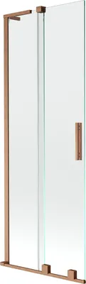 Produktbild von Mexen Velar L Badewannen-Faltwand, 2-flügelig, verschiebbar 75 x 150 cm, transparent, gebürstetes Kupfer - 896-075-003-01-65