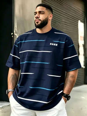 Produktbild von Men's Plus Size T-Shirt - Breathable Short Sleeve Crewneck Pullover, Casual & Sportswear Suitable for All Ages, Youth to Seniors, Machine Washable Round Neck Shirts for Daily Wear, Gym, Outdoor Activities - Versatile for Teen & Men, PLUS SIZE, 2XL