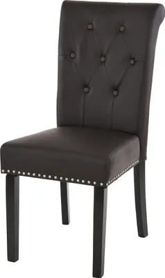 Immagine prodotto di set di 2 sedie per sala da pranzo Chesterfield II, sedia da cucina, rivetti ~ Pelle finta, caffè, gambe scure