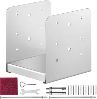 Produktbild von SucceBuy 152,4 x 152,4 mm Pfostensockel, 1 Stück verstellbare Ankerhalterung aus Edelstahl, Deckpavillon-Unterstützung