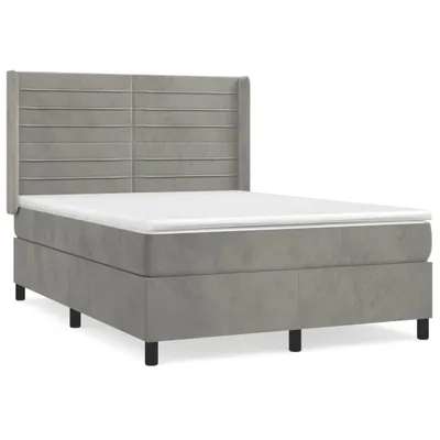 Immagine prodotto di vidaXL Letto a molle con materasso grigio chiaro 140x200 cm in velluto