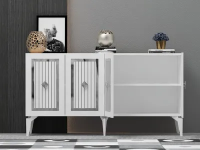 Produktbild von Skye Decor, Nora - White, Silver, Wohnzimmerschränke, Weiß, 150 x 79 x 40 cm