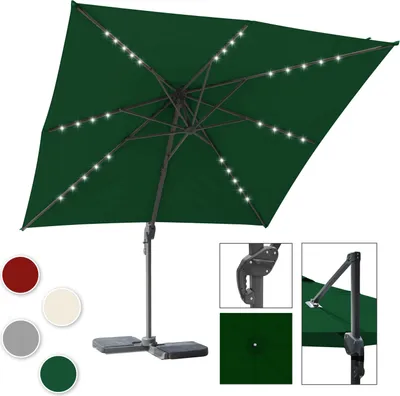 Produktbild von TolleTour Sonnenschirm Ampelschirm Ø3m drehbar,neigbar,360° Rotation,Marktschirm,LED,Grün