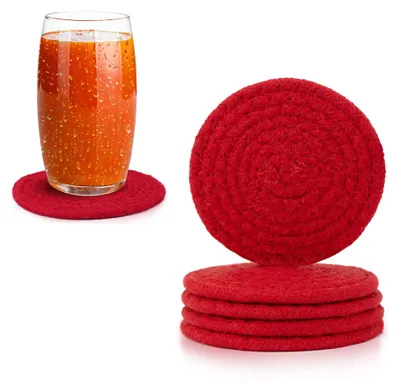 Produktbild von Tischuntersetzer - Rund und saugfähig - Für Gläser und Tassen - Rot - Ø 9 cm