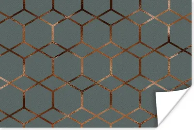 Produktbild von MuchoWow® Poster Muster - Blau - Luxus - Bronze 60x40 cm - Schlafzimmerdekoration