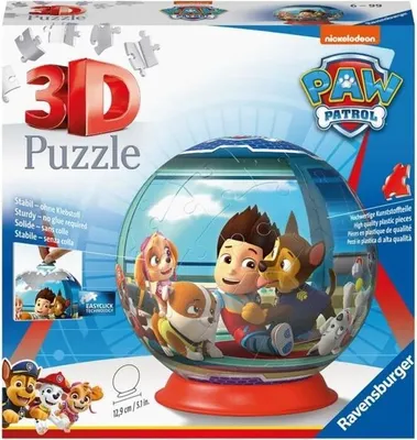 Image de Puzzle 3D Balle Pat'Patrouille Ravensburger, 72 Pièces Numérotées, Diamètre 13 cm, Dès 6 Ans