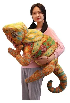 Productafbeelding van Pluche kameleont knuffel, 75 cm groot