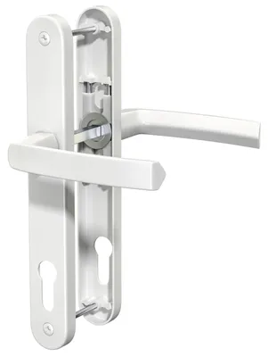 Produktbild von Aluminium-Türdrücker-Set - Weiß - 92 mm PZ
