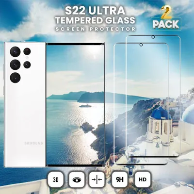 Produktbild von 2-Pack Samsung Galaxy S22 Ultra Displayschutzfolie - Gehärtetes Glas 9H - Super Qualität 3D