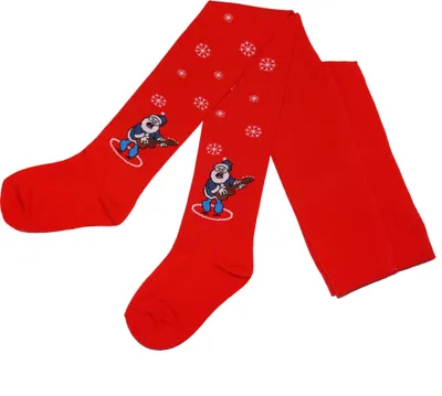 Produktbild von Kinderstrumpfhosen aus Baumwolle Lustige Weihnachten Roter Weihnachtsmann Größe 74