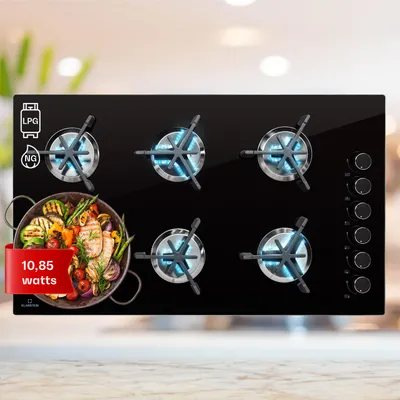 Obrázok produktu pre Klarstein Plynový varič 6-horákový, 10,85 kW vstavaný plynový varič pre vnútorné použitie, plynový sporák z nehrdzavejúcej ocele pre obytné autá, 6-horákový plynový sporák, moderný vstavaný plynový sporák, plynový sporák