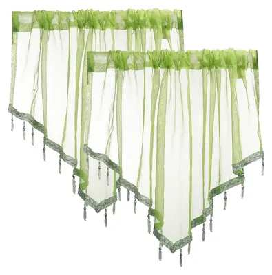 Griechische Gardine, 2er-Set, 130 x 60 cm, Polyester, grün, lichtfilternd