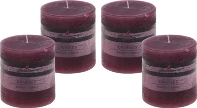 Produktbild von 4er Set Adventskranzkerzen "Raureif" Brombeer 100/98 mm