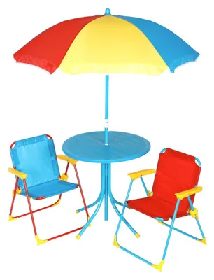 Image de Groupe de sièges pour enfants Table pour enfants Chaises pliantes Parasol Garniture de siège Meubles pour enfants