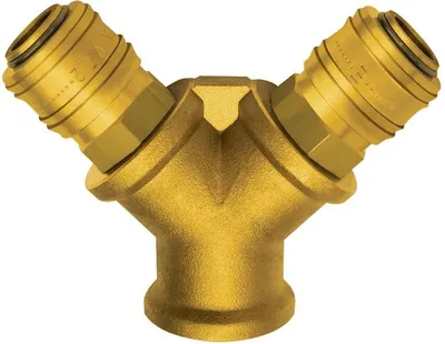 Obrázok produktu pre Rozdeľovač 2-násobný, mosadzný s 2 spojkami NW7.2, AG G1/4" RIEGLER