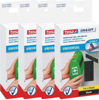Obrázok produktu pre TESA páska s háčikom a slučkou 1 m x 20 mm samolepiaca čierna x4 ks.