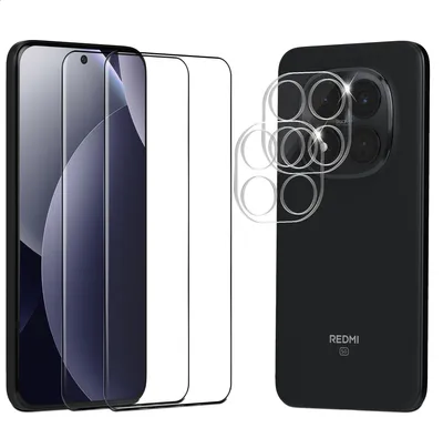 Zdjęcie produktu dla 2-pak Xiaomi Redmi Note 15 Pro Plus 5G Szkło ochronne na ekran & 2-pak ochrona obiektywu - Szkło hartowane 9H - Super jakość 3D