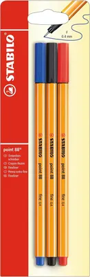 Obrázok produktu pre Sada Stabilo pozostávajúca z 3 fixiek – model Fineliner – hrúbka hrotu 0,8 mm – červená, modrá a čierna