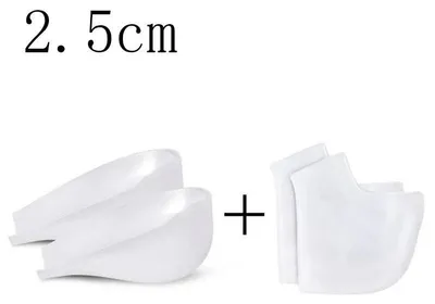 Image de Semelles en silicone pour le talon - Coussinets pour le talon - Semelles intérieures avec cale invisible de 2,5 cm - Amortissantes - Réutilisables - Lot de 2