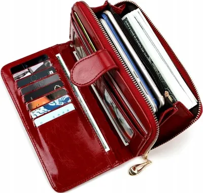 Image de Portefeuille pour femme - Design élégant - Rangement organisé - Pratique et élégant - Idéal pour les déplacements - Espace de rangement généreux - Rouge