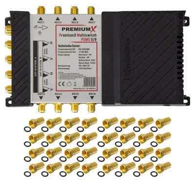 Produktbild von PremiumX Multischalter Set 9/8 SAT Multiswitch 32x F-Stecker