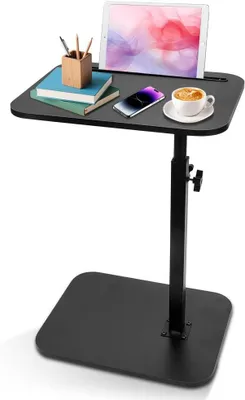 Produktbild von Beistelltisch, C-Form, 360 Grad drehbar, höhenverstellbar 45 cm bis 81 cm, schwarz, für Sofa