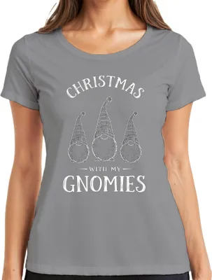 Produktbild von Christmas with my Gnomies Weihnachten Weihnachtswichtel Gnome Damen T-Shirt, Grau, S