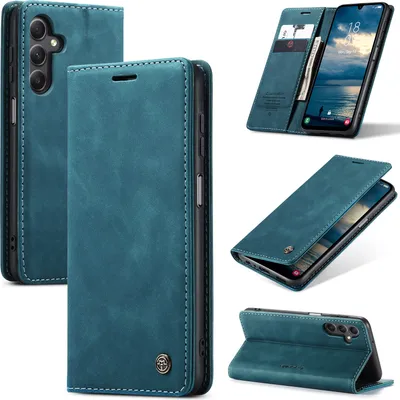 Image de Housse Galaxy A25, étui rétro en cuirPolyuréthaneavec fonction de support Housse de protection pour Samsung Galaxy A25 5G bleu