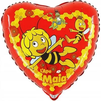 Zdjęcie produktu dla Balon foliowy Pszczółka Maja, serce, 46 cm Grabo