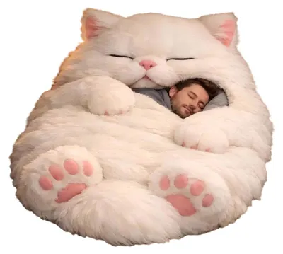 Produktbild von Plüsch-Schlafsack für Erwachsene, Katzen-, Frosch-, Hai-, Schlangen- und Kaninchenmotiv, Schlafsack für Zuhause und Reisen bei kaltem Wetter, Plüschtier-Schlafmatte für Männer und Frauen
