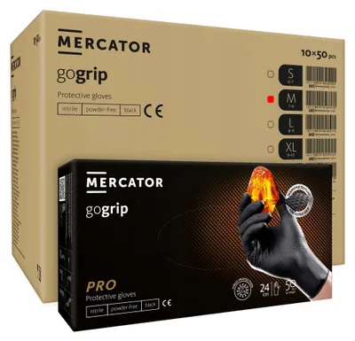 Produktbild von Mercator Medical Gogrip Nitrilhandschuhe Schwarz Größe M