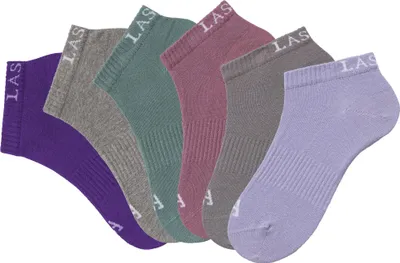 Produktbild von LASCANA ACTIVE Sneakersocken Damen Sportsocken, Kurzsocken ohne Frottee Laufsocken 6 -teilig 1x altrosa, 1x petrol, 1x lila, 1x flieder, 1x stone, 1x graumeliert Größe 35/38