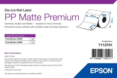 Productafbeelding van Epson Premium - Polypropyleen (PP) - mat - permanent acryllijm - 105 x 152 mm - 185 etiketten (1 rol)