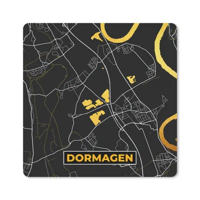 Produktbild von MuchoWow® Mauspad Mousepad Dormagen - Gold - Stadtplan - Deutschland - Karte 20x20 cm - Mousepads - Maus Mat - Pad - Mausunterlage - Desk Mat - Bureauartikeln