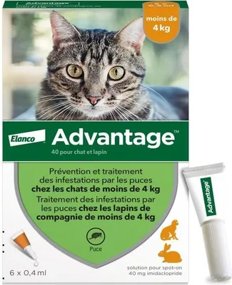Zdjęcie produktu dla Pipety przeciwpasożytnicze Advantage, dla kotów i królików, 1-4 kg, 0,4 ml, 6 szt