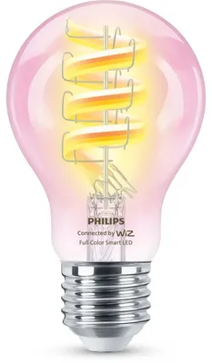 Produktbild von Philips WiZ Smart LED Spiral Filament A60 Birne 6,3W = 40W E27 klar 470lm RGBTW 2200–6500K Dimmbar App Google Siri Bluetooth WiFi
