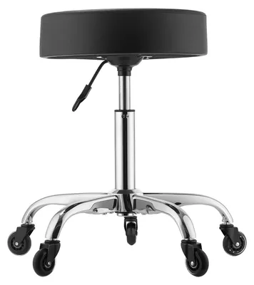 Zdjęcie produktu dla SucceBuy, obrotny fotel na kółkach, udźwig 226,8 kg, regulowana wysokość, ciche kółka, ergonomiczne siedzisko z miękkiego materiału przypominającego skórę PU, obrót o 360°, idealny do salonów, klinik i gabinetów